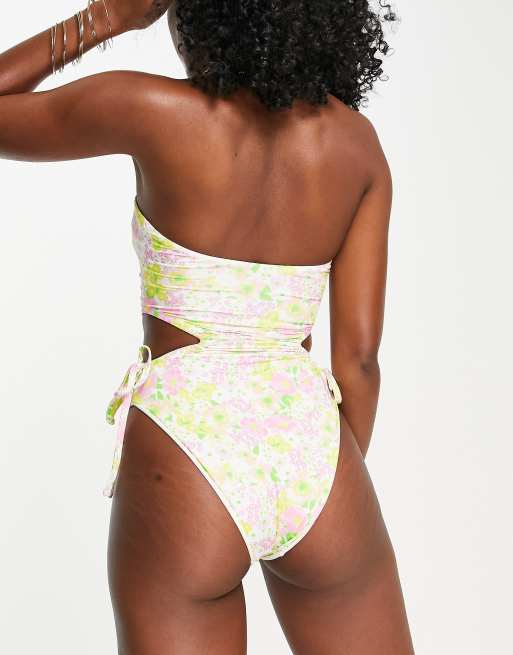 Cut out side store bandeau swimsuit