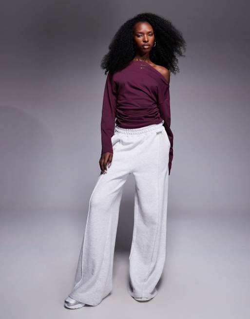 ASOS DESIGN ruched side long sleeve tee in dark plum