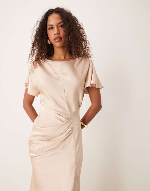 Asos cream midi dress online