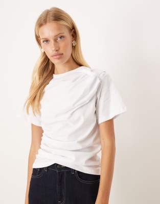 Asos Design Ruched Side Short Sleeve T-shirt In Brown