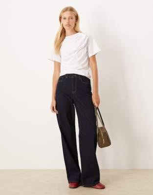 Asos Design Ruched Side Short Sleeve T-shirt In White