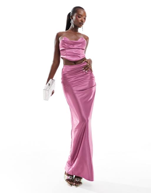 Mauve satin maxi skirt hotsell