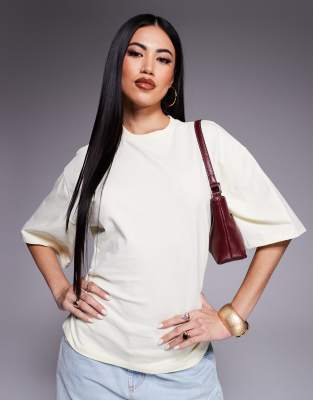 Asos Design Ruched Sides Tee In Yellow
