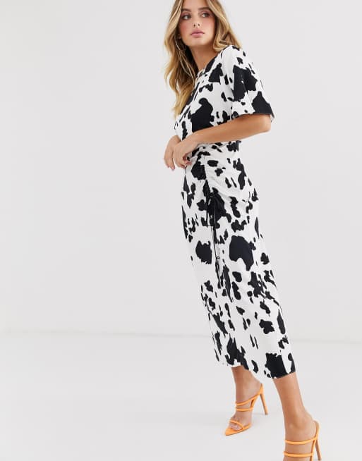 Cow print 2025 midi dress