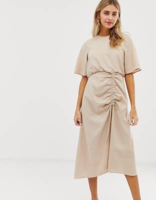 ruched linen skirt