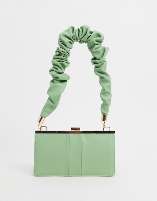 ASOS DESIGN ruched strap frame shoulder bag in green