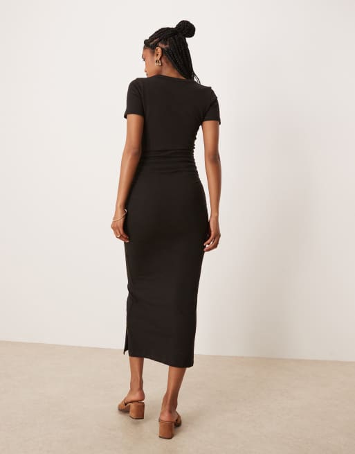 long bodycon tshirt dress Women Maxi T-shirt Dress Short Sleeve Bodycon Solid Casual Elegant Fitted