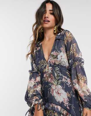 asos navy floral dress