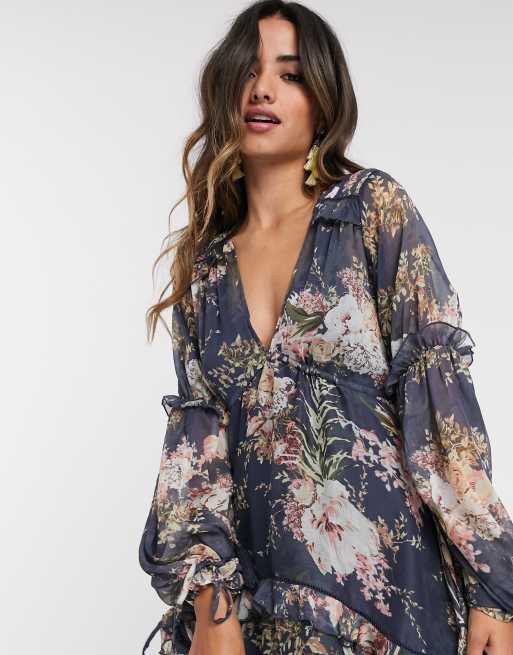 Asos navy 2025 floral dress