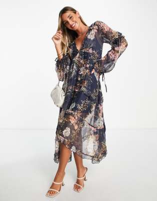 floral tiered midi dress