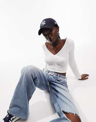 white long sleeve crop top asos