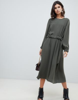 ruched waist midi dress