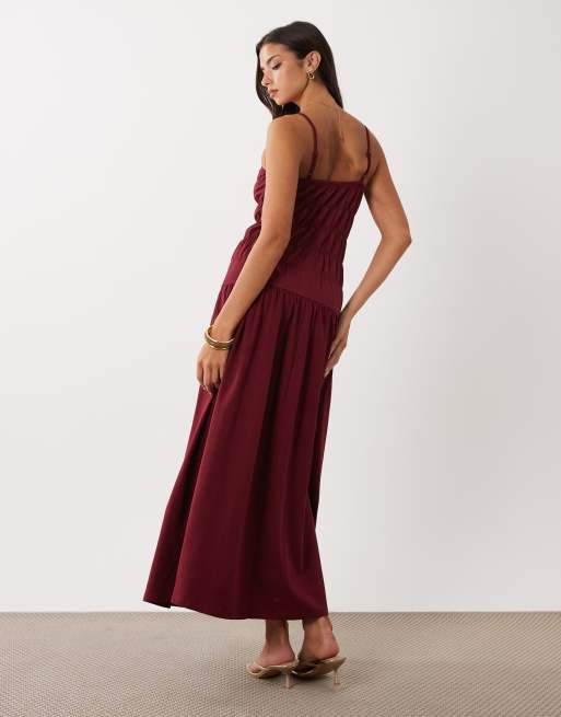 ASOS DESIGN ruched waist maxi dress in red, 4 of 4