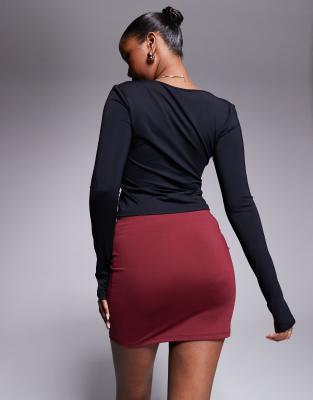 Asos Design Ruched Waist Mini Skirt In Red