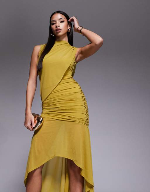 chinese dress ladies Satin Strapless High-Low Maxi Dress main image 0