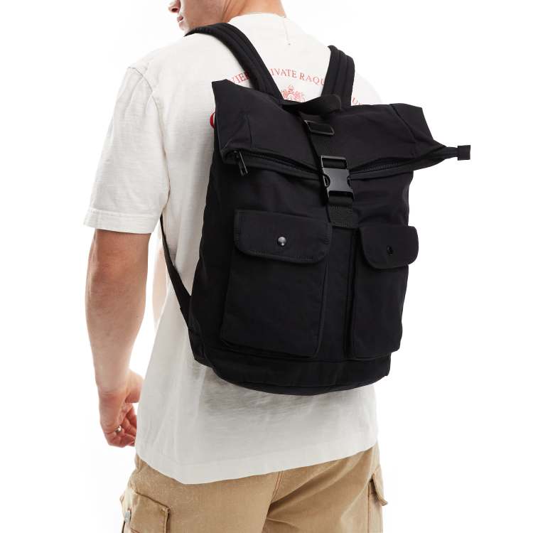 ASOS DESIGN Rucksack in Schwarz mit mehreren Taschen ASOS