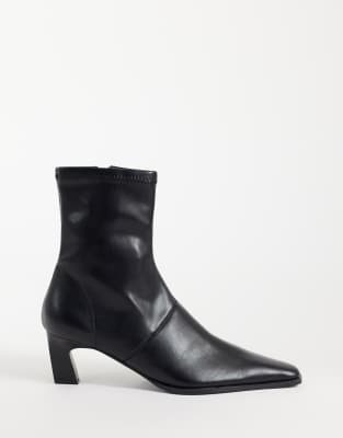 Asos Design Rudy Chisel Toe Heeled Sock Boots In Black