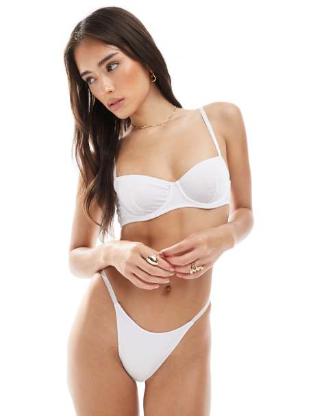 ASOS DESIGN Rue rib lingerie set in white - view 1