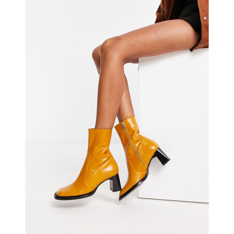 Yellow on sale heel boots