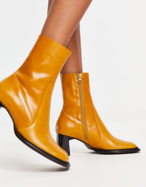 Mustard yellow sales leather boots