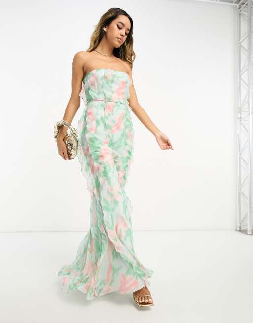 Bandeau Sheer Woven Maxi Dress