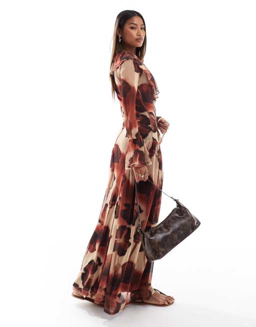 Boho ruffle maxi dress best sale