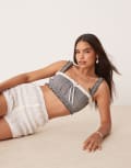 [ASOS DESIGN] ASOS DESIGN ruffle bralette top in gingham-White L Gingham