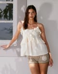 [ASOS DESIGN] ASOS DESIGN ruffle cami top with tie straps in cream-White 18 cream