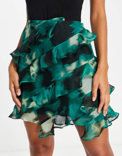 Green ruffle 2024 mini skirt