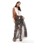 [ASOS DESIGN] ASOS DESIGN ruffle chiffon printed maxi skirt-Multi 8 new floral