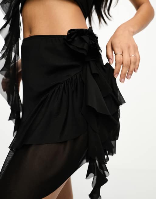 Black ruffle shop skirt asos