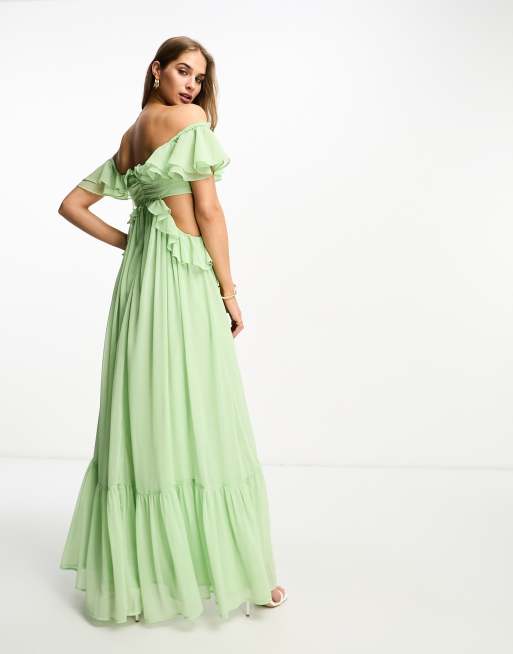 Asos design ruffle maxi hot sale dress