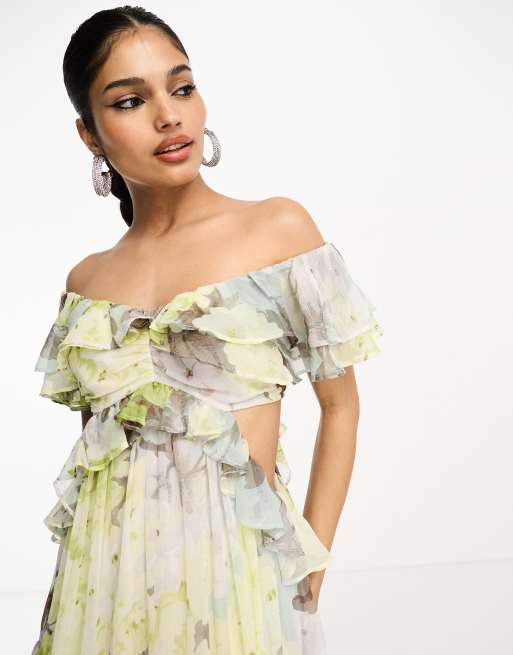 Asos floral off the shoulder outlet dress