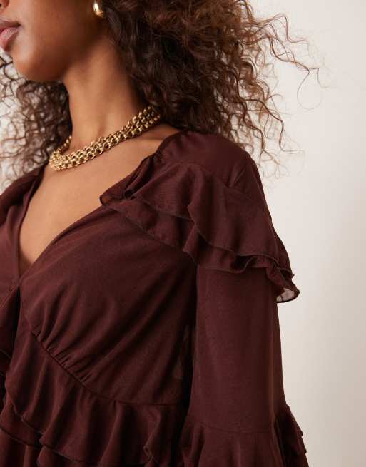 Plunge neck shops blouse