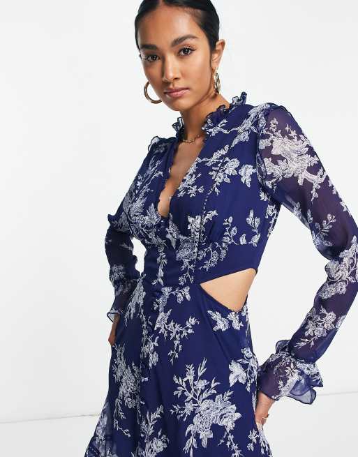 Asos navy floral dress hotsell