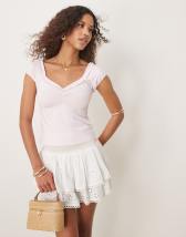 Bershka bardot knitted jumper in ecru