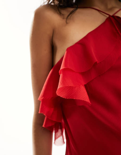 Asos red ruffle dress best sale