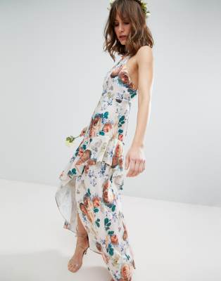 asos design ruffle maxi dress