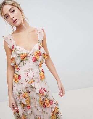 asos pink ruffle dress