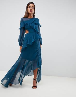 asos design ruffle maxi dress