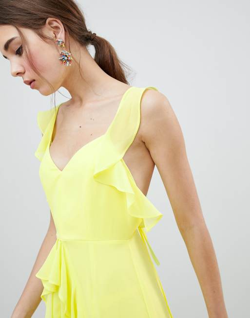 Asos yellow ruffle outlet dress