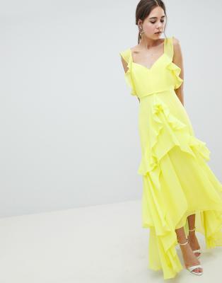 asos design ruffle maxi dress with open back in all over sequin