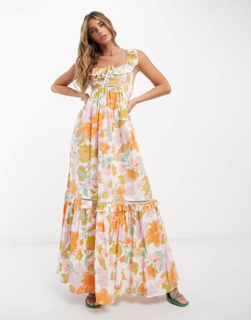 Asos design ruffle maxi cheap dress