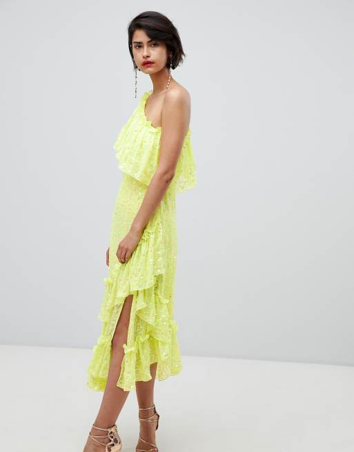 ASOS DESIGN ruffle midaxi dress in sequin | ASOS