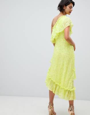 asos yellow sequin dress