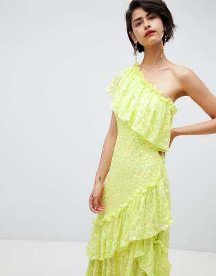 asos yellow sequin dress