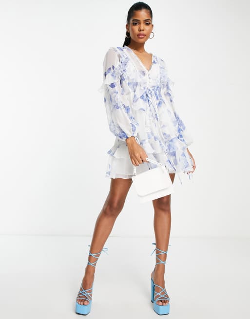 Asos blue shop and white dress