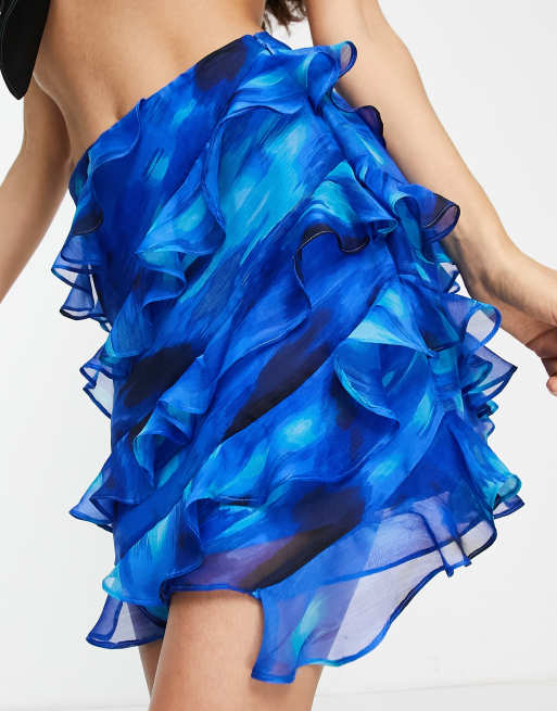 Royal blue cheap ruffle skirt