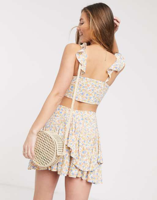 ASOS DESIGN ruffle mini skirt in floral print co ord ASOS