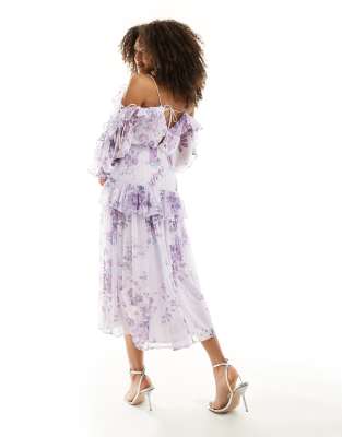 Asos floral off the shoulder dress clearance